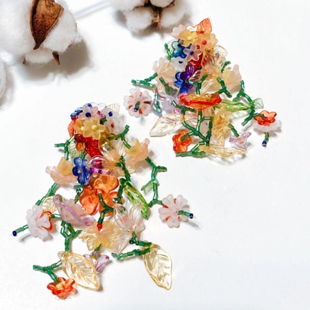 Zara multicolor flower drop earrings N318 - Picture 3 of 5